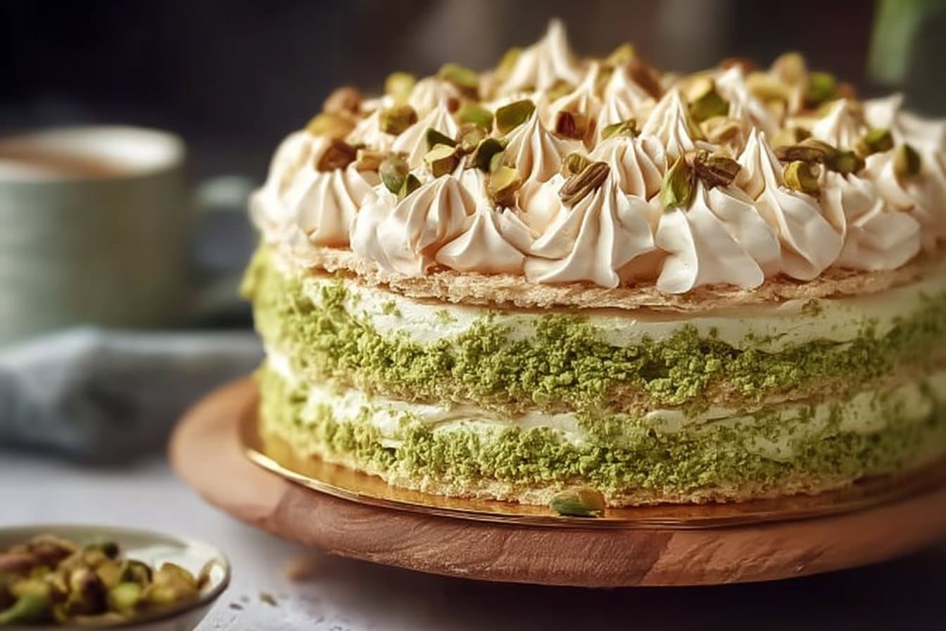 Pistachio Dacquoise Cake