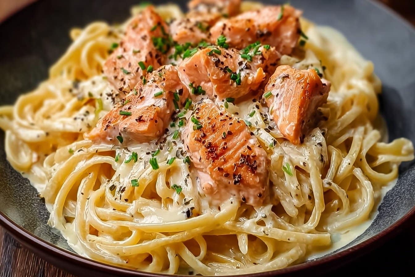 Creamy Garlic Salmon Pasta