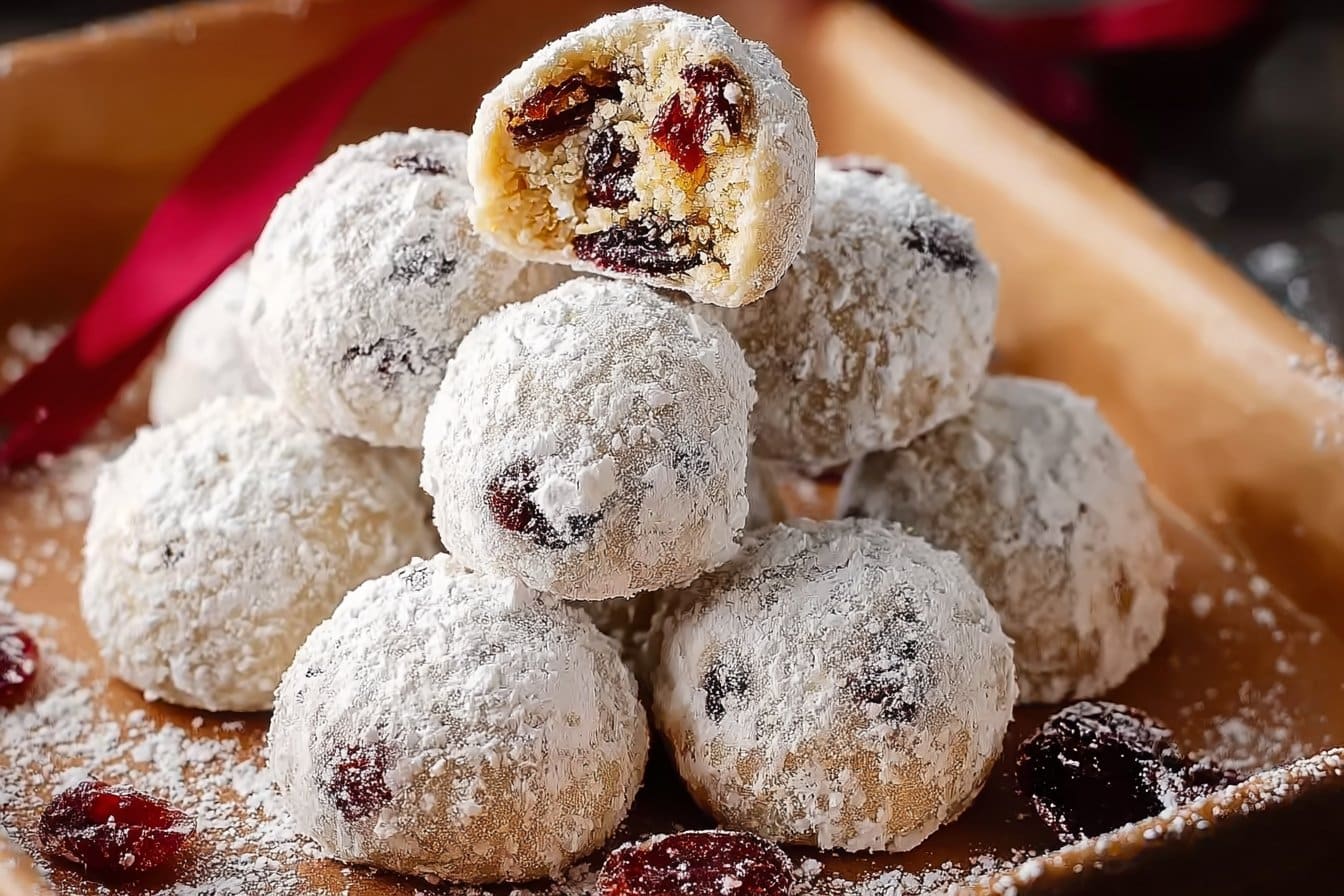 Cranberry Orange Snowball Cookies