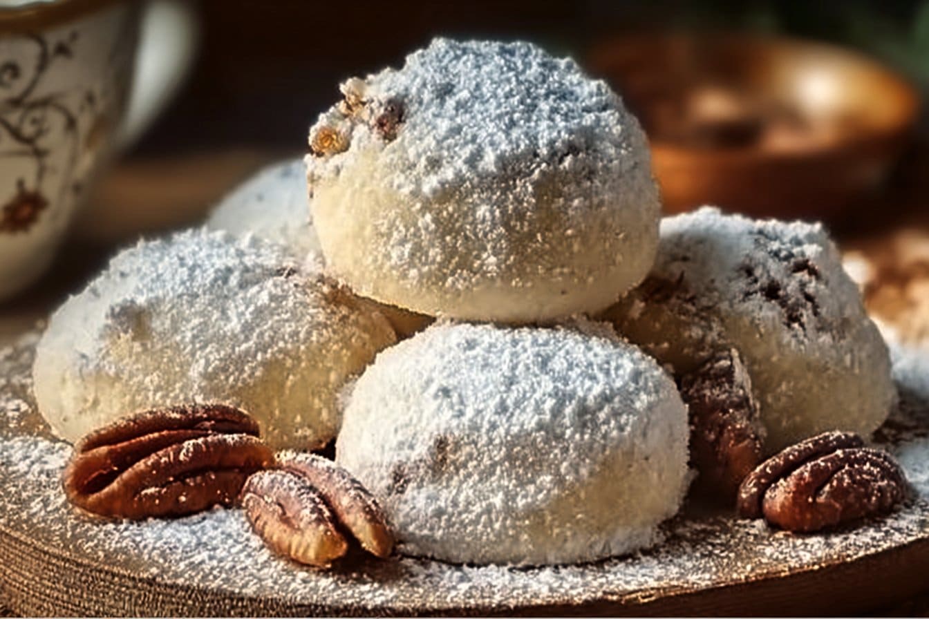 Buttery Pecan Snowball Cookies