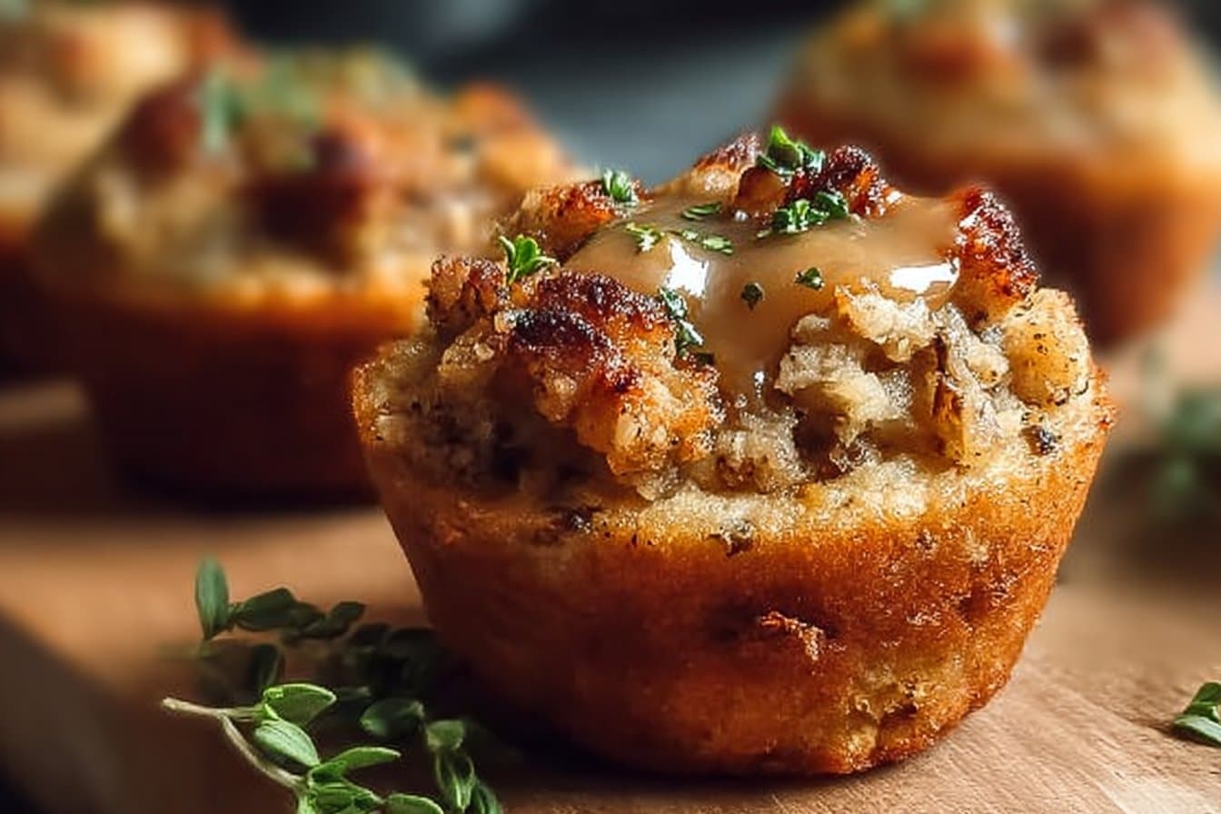 Gravy-Stuffed Stuffing Muffins