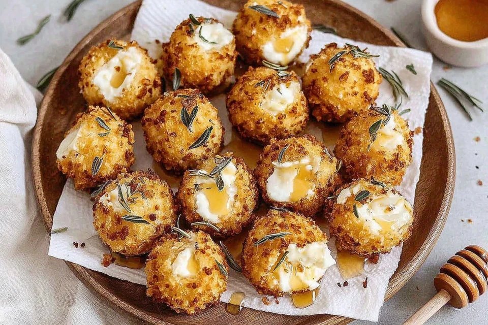 The Simple Joy of Crispy Goat Cheese Balls with Honey 4 Crispy Goat Cheese Balls with Honey