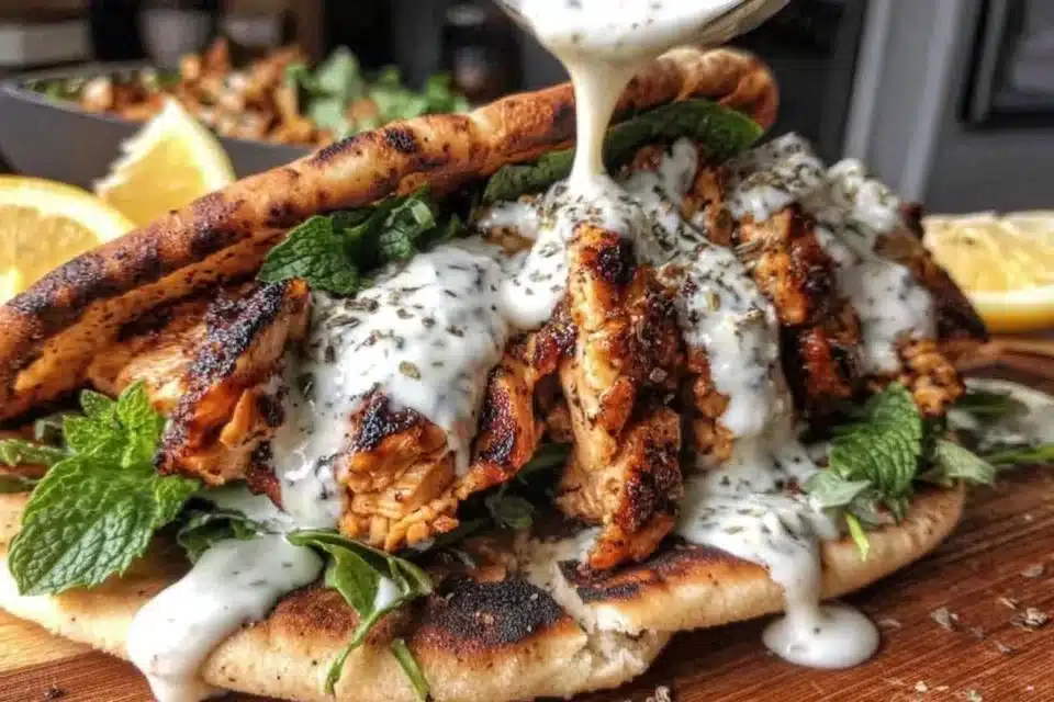 Delicious Chicken Shawarma served with creamy garlic sauce