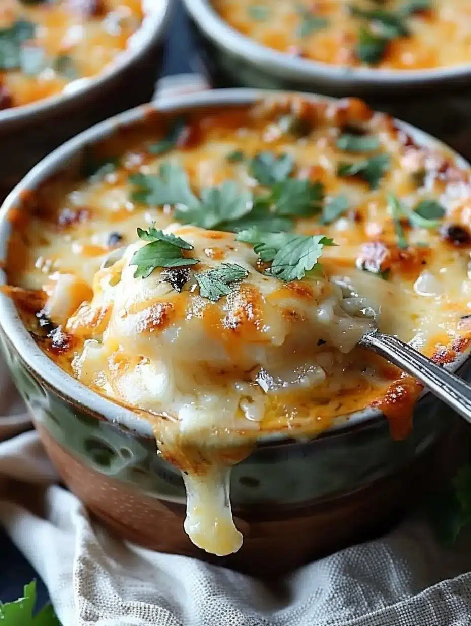 Creamy Chile Relleno Soup 1 Bowl of creamy Chile Relleno soup garnished with fresh herbs and cheese