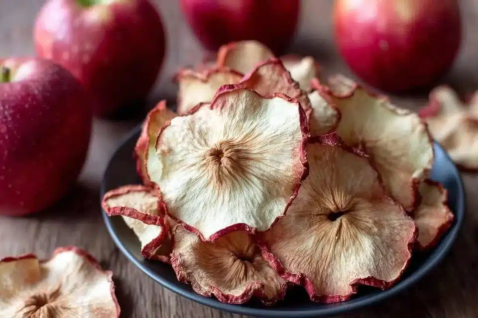 Crunchy Apple Chips 3 A bowl of crunchy apple chips for a healthy snack