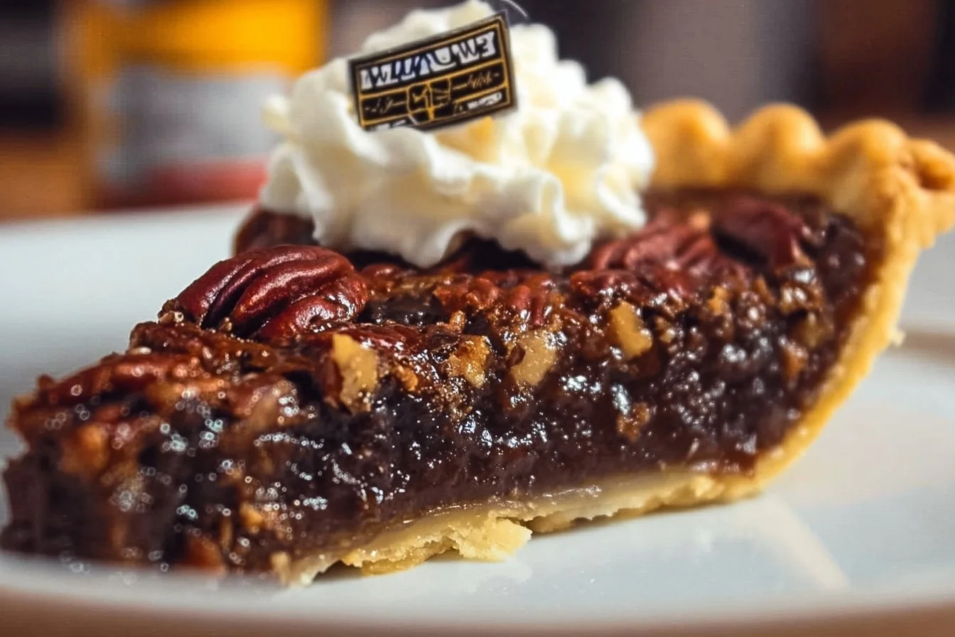 Decadent Bourbon Chocolate Pecan Pie with chocolate, pecans, and bourbon glaze