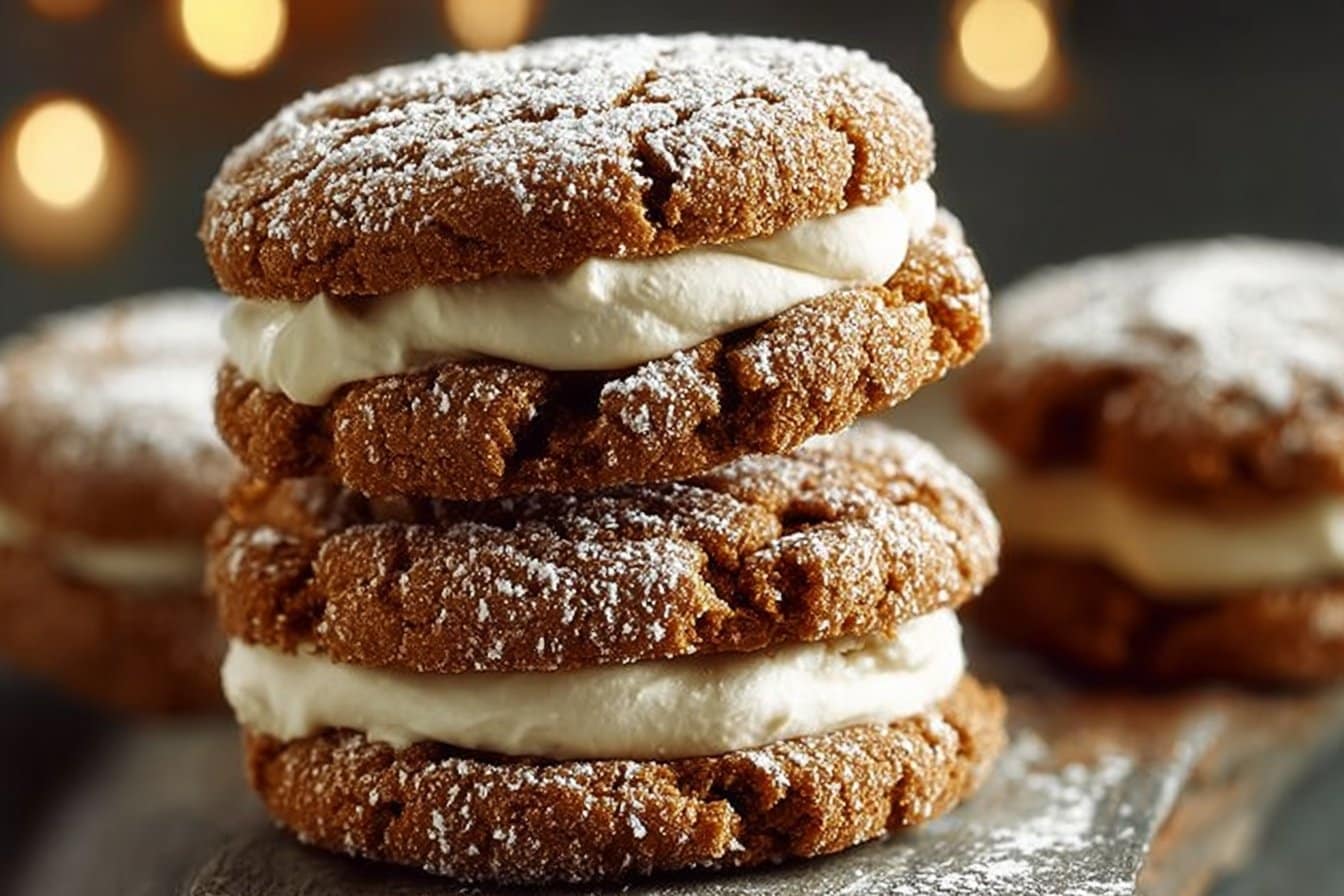 Gingerbread Crinkle Sandwich Cookies