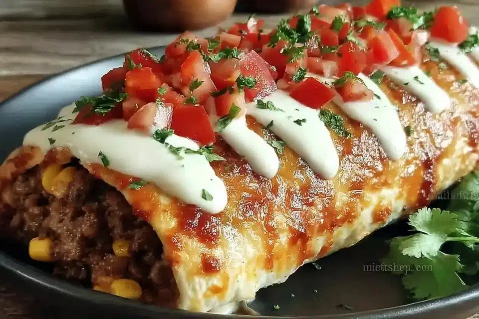 Jalapeño popper chicken enchiladas topped with creamy sauce and jalapeños.