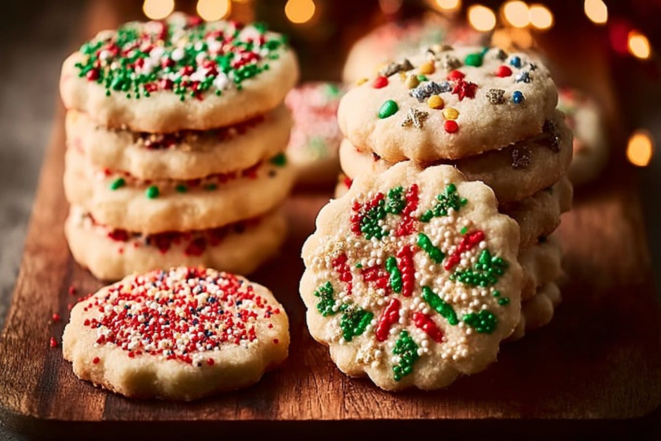 Stacked Christmas Sprinkle Cookies