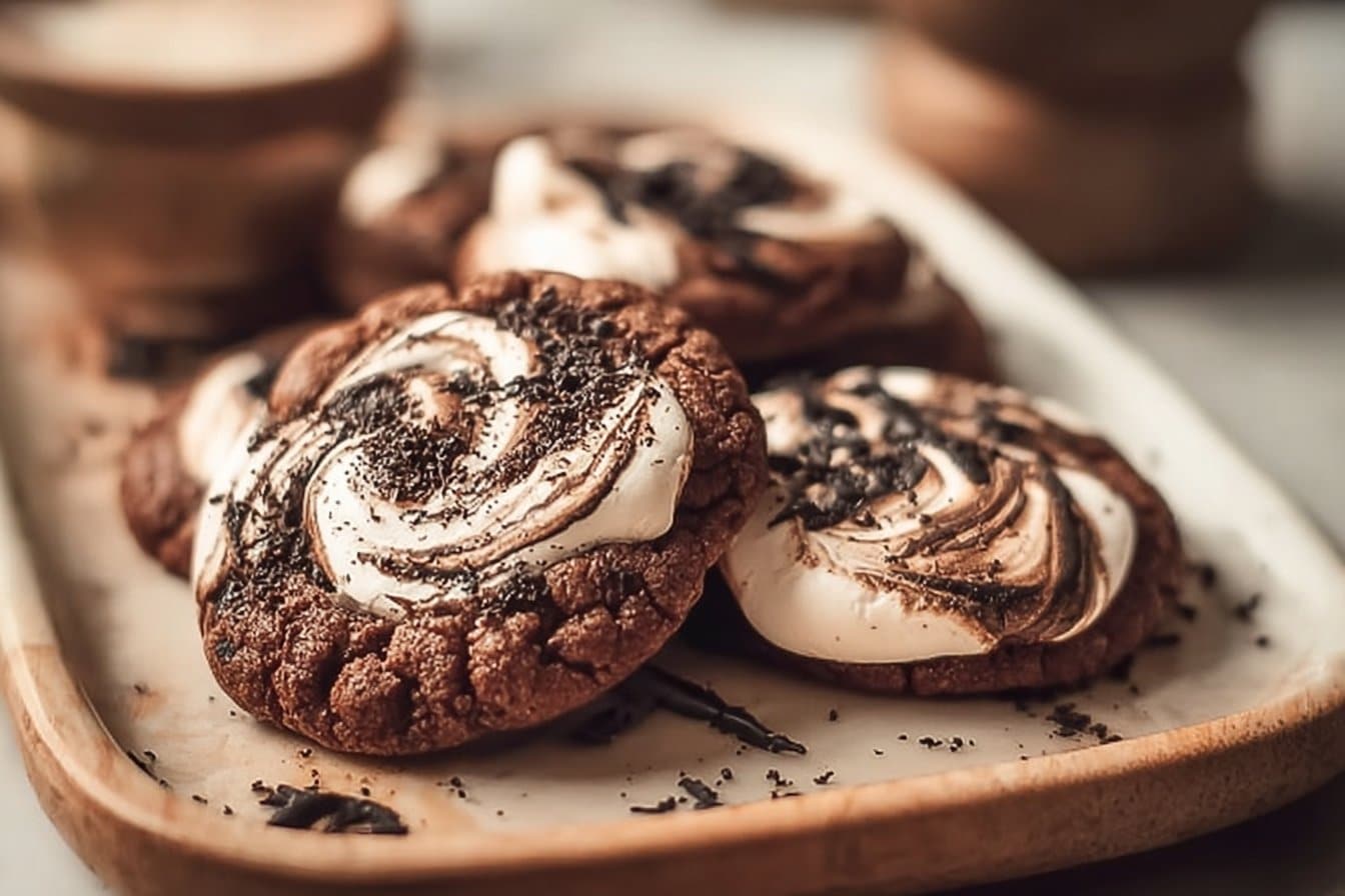 Gooey Chocolate Marshmallow Swirl Cookies