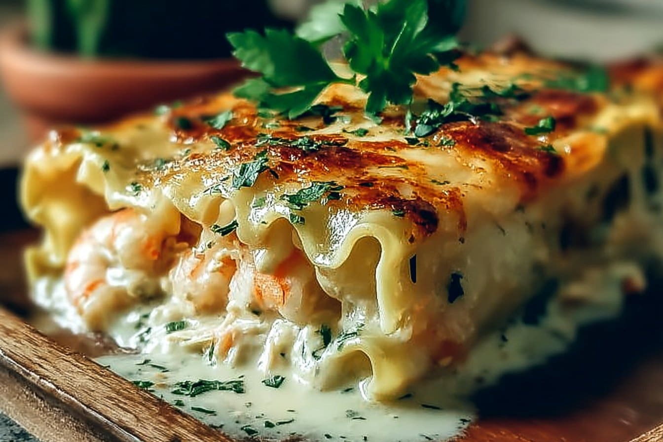 Shrimp & Crab Alfredo Lasagna Roll 4 Shrimp & Crab Alfredo Lasagna Roll