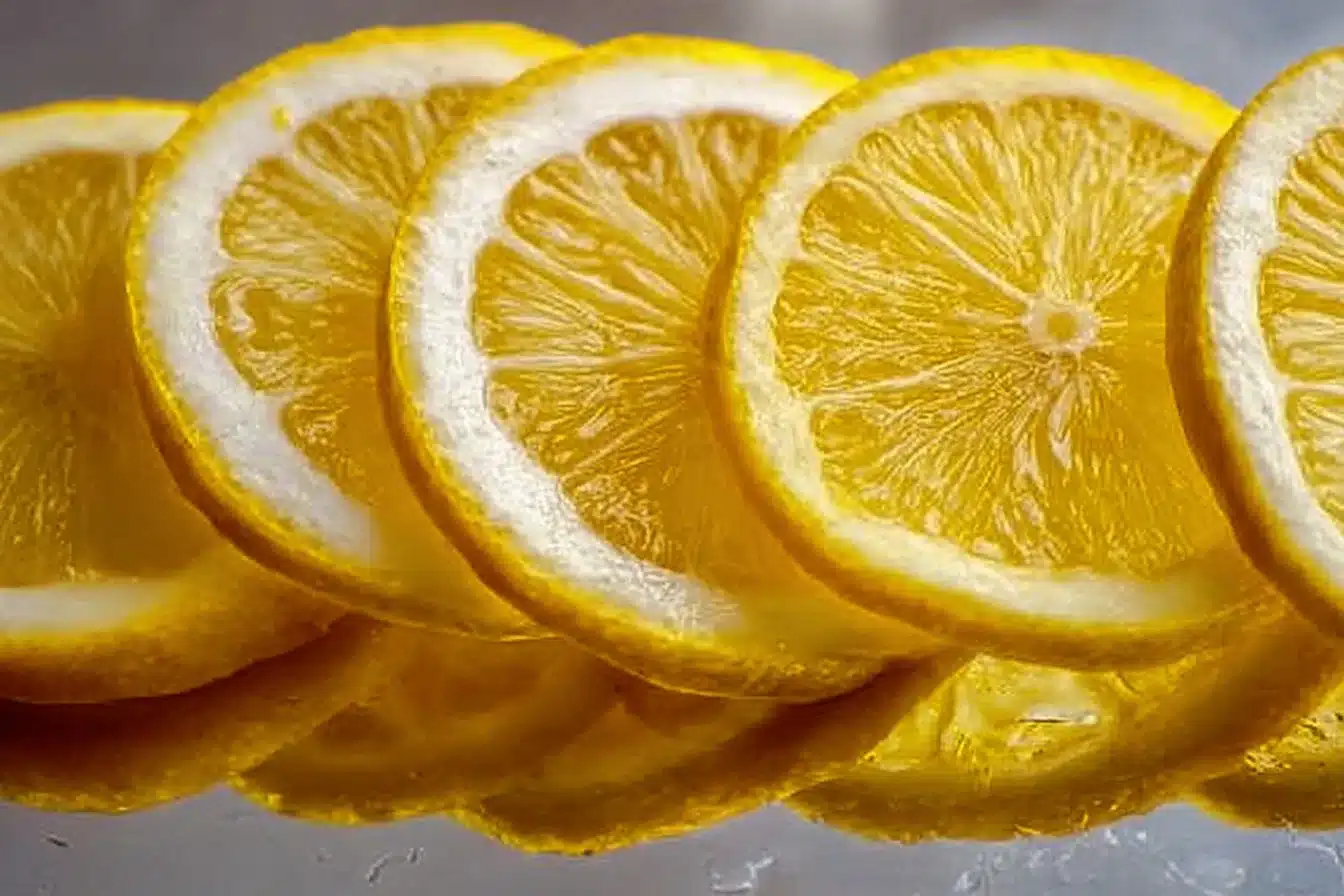 Zesty Lemon Slices 3 Fresh zesty lemon slices beautifully arranged for culinary use