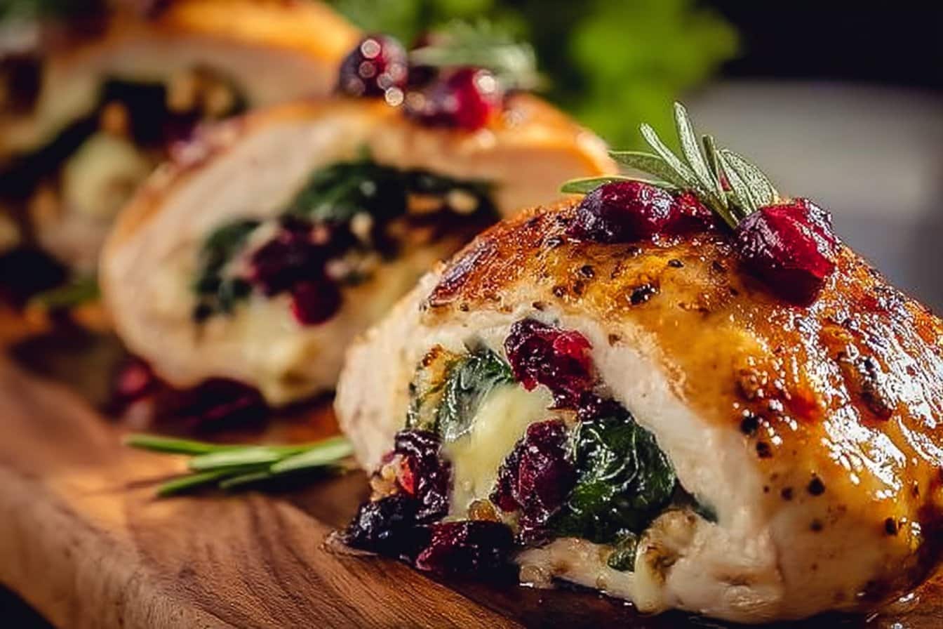 Cranberry & Spinach Stuffed Chicken with Brie