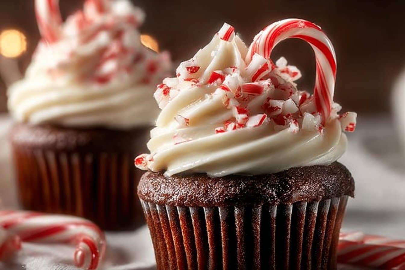 Christmas Candy Cane Cupcakes