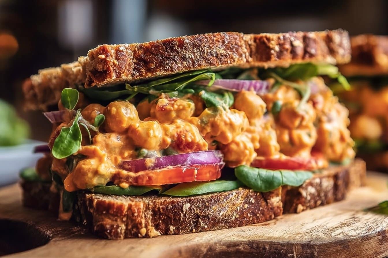 Vegan Buffalo Chickpea Salad Sandwich 4 Vegan Buffalo Chickpea Salad Sandwich
