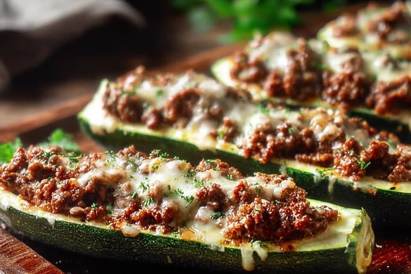 Delicious Easy Ground Beef Zucchini Boats