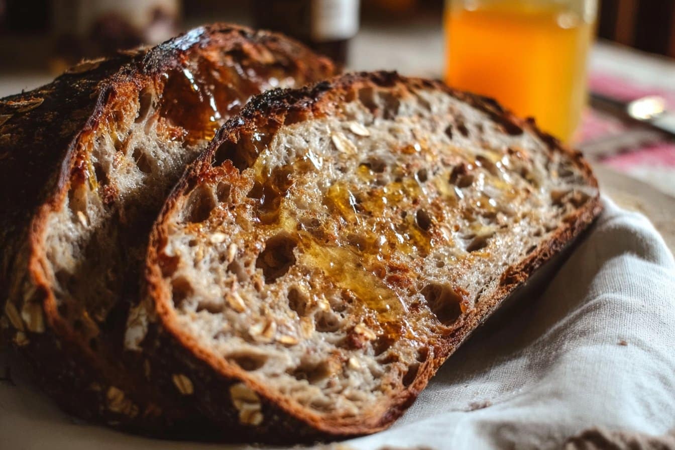Soft and Chewy Honey Oat Sourdough Bread