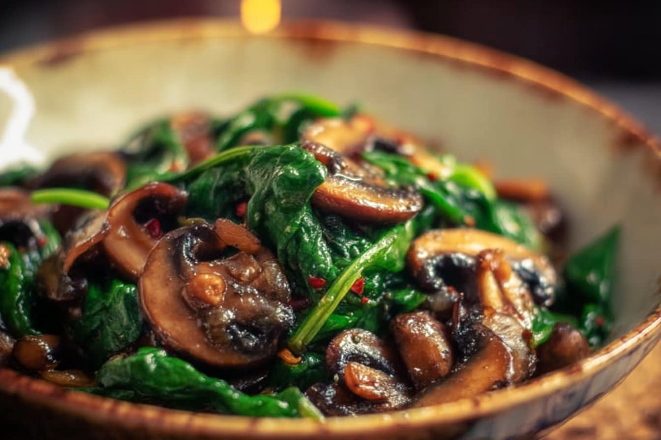 Quick & Delicious Sautéed Mushroom Spinach