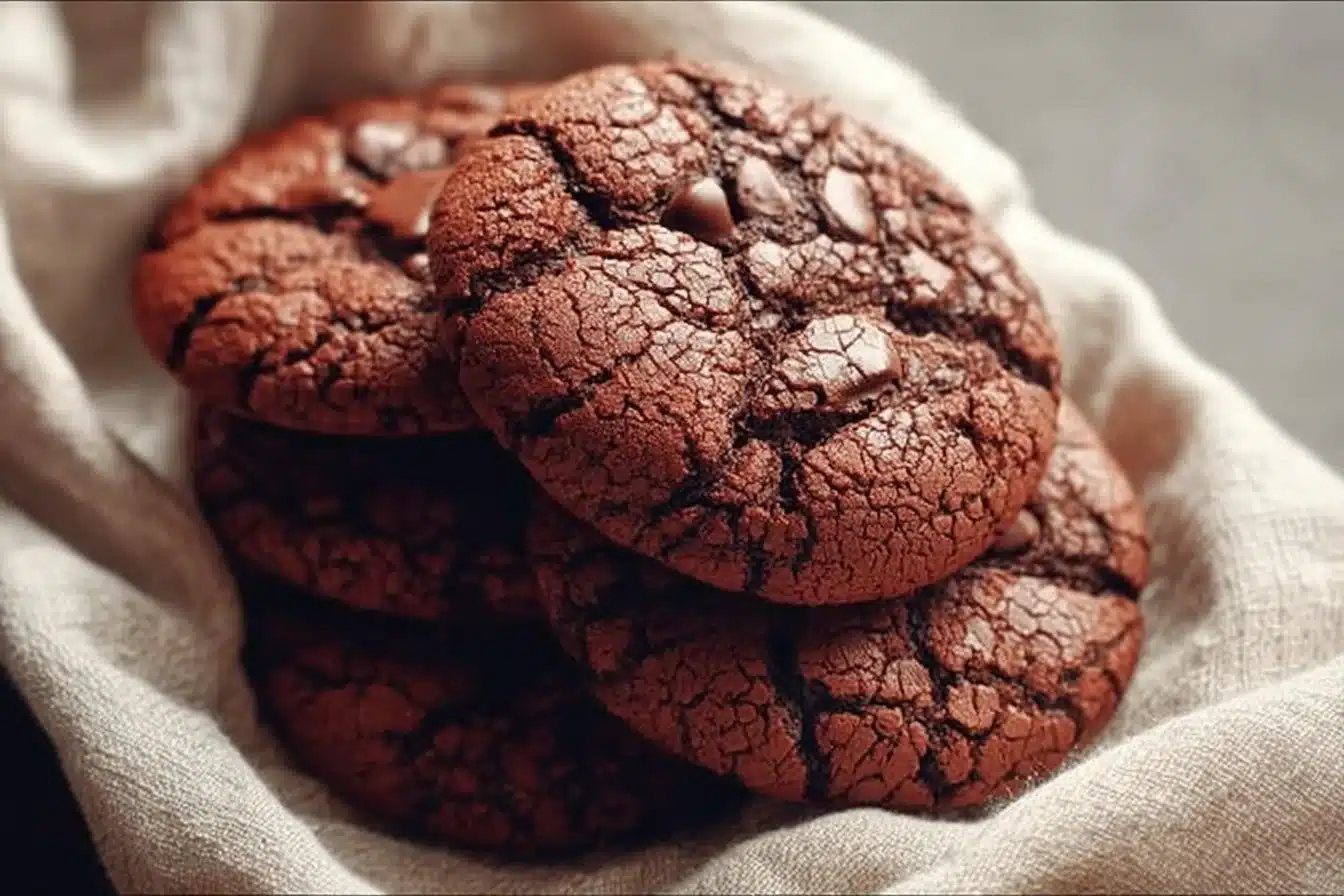 Delicious brownie cookies stacked and ready to be enjoyed.