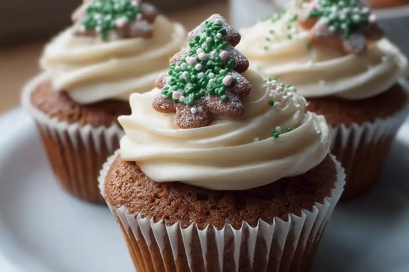 Easy Christmas Gingerbread Cupcakes 3 Delicious easy Christmas gingerbread cupcakes with festive decorations