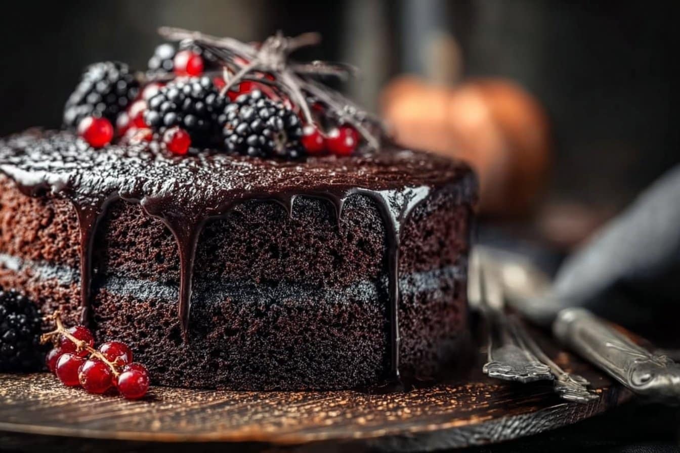 Black Velvet Halloween Cake