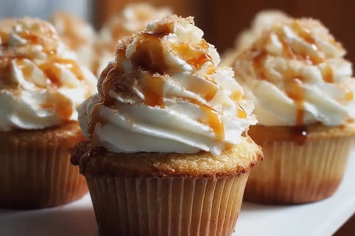 Delicious Harry Potter Butterbeer Cupcakes with cream topping