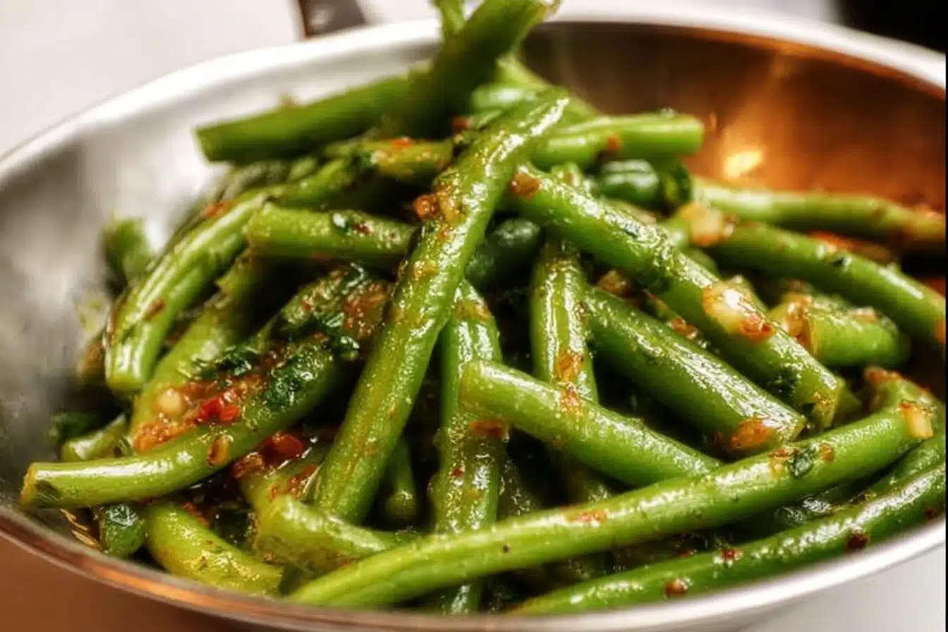 Hungarian-Style Green Beans 3 Delicious Hungarian-style green beans served in a bowl