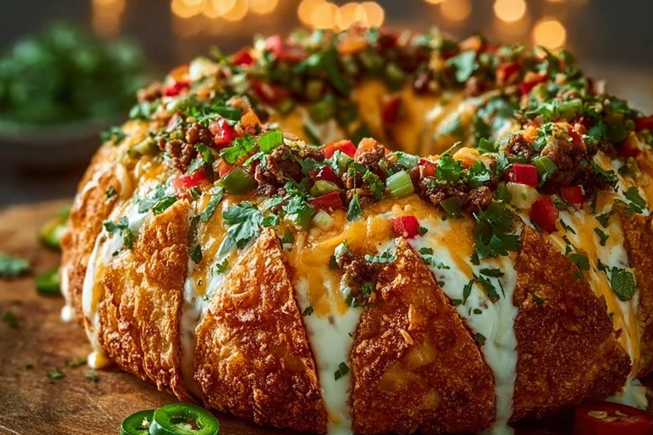 Easy and Delicious Christmas Taco Cheese Ball Wreath