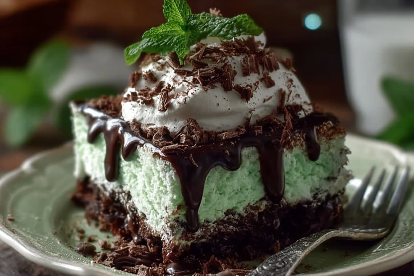 Andes Mint Poke Cake