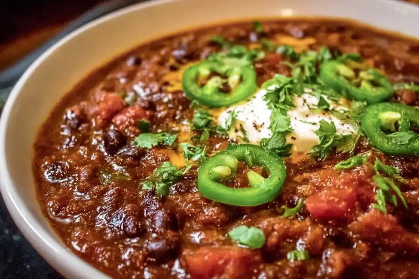 Quick and Delicious Easy Black Bean Chili 3 Bowl of quick and delicious easy black bean chili topped with cilantro