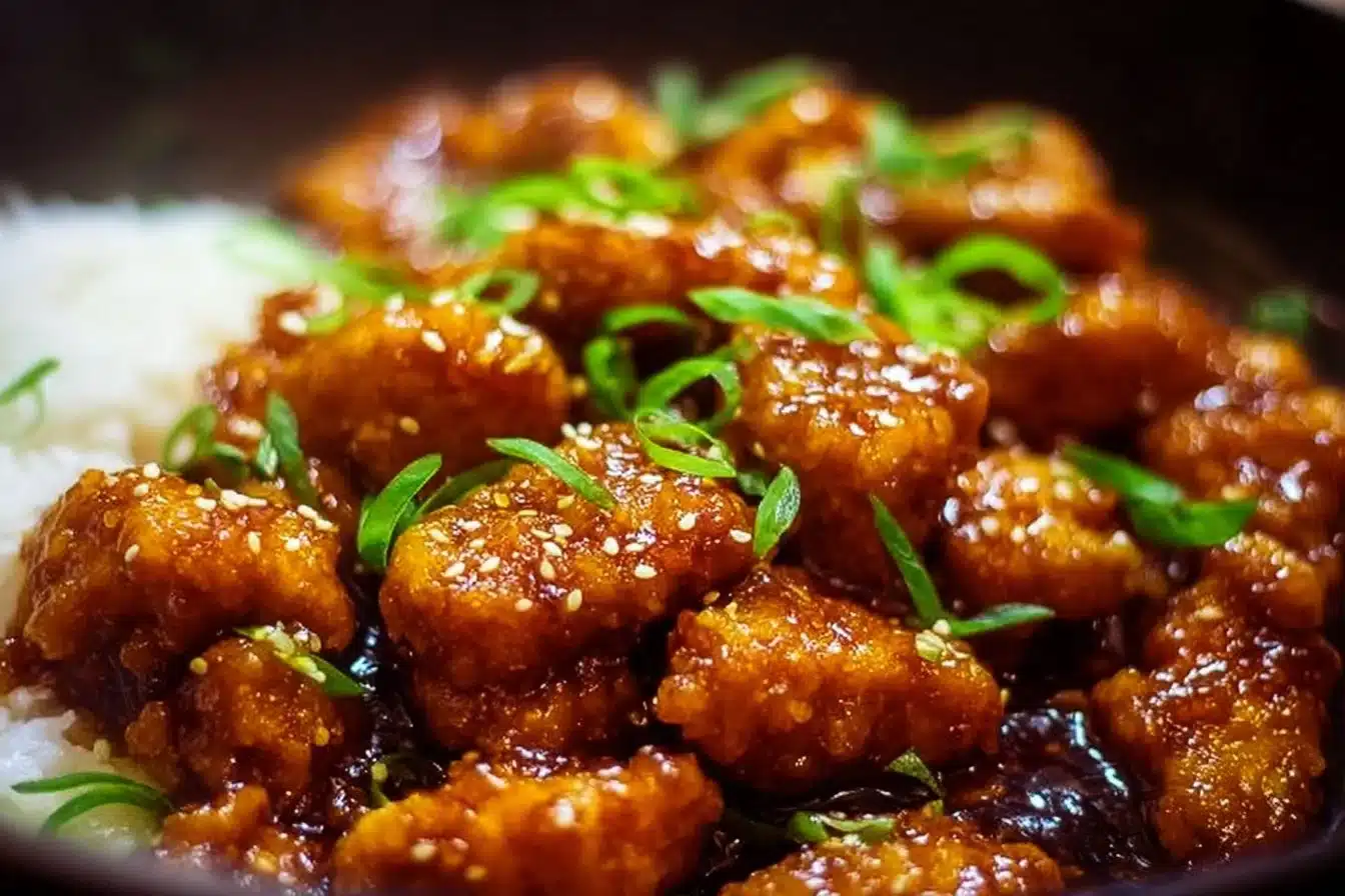 Quick & Easy 3 Ingredient Orange Chicken 2 Delicious plate of quick and easy 3 ingredient orange chicken