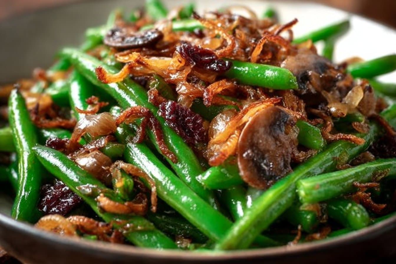Delicious Green Beans with Wild Mushrooms and Crispy Shallots 4 Delicious Green Beans with Wild Mushrooms and Crispy Shallots