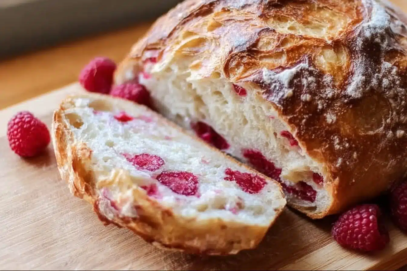 Raspberry Cheesecake Sourdough Bread 3 Fresh Raspberry Cheesecake Sourdough Bread with vibrant raspberry topping