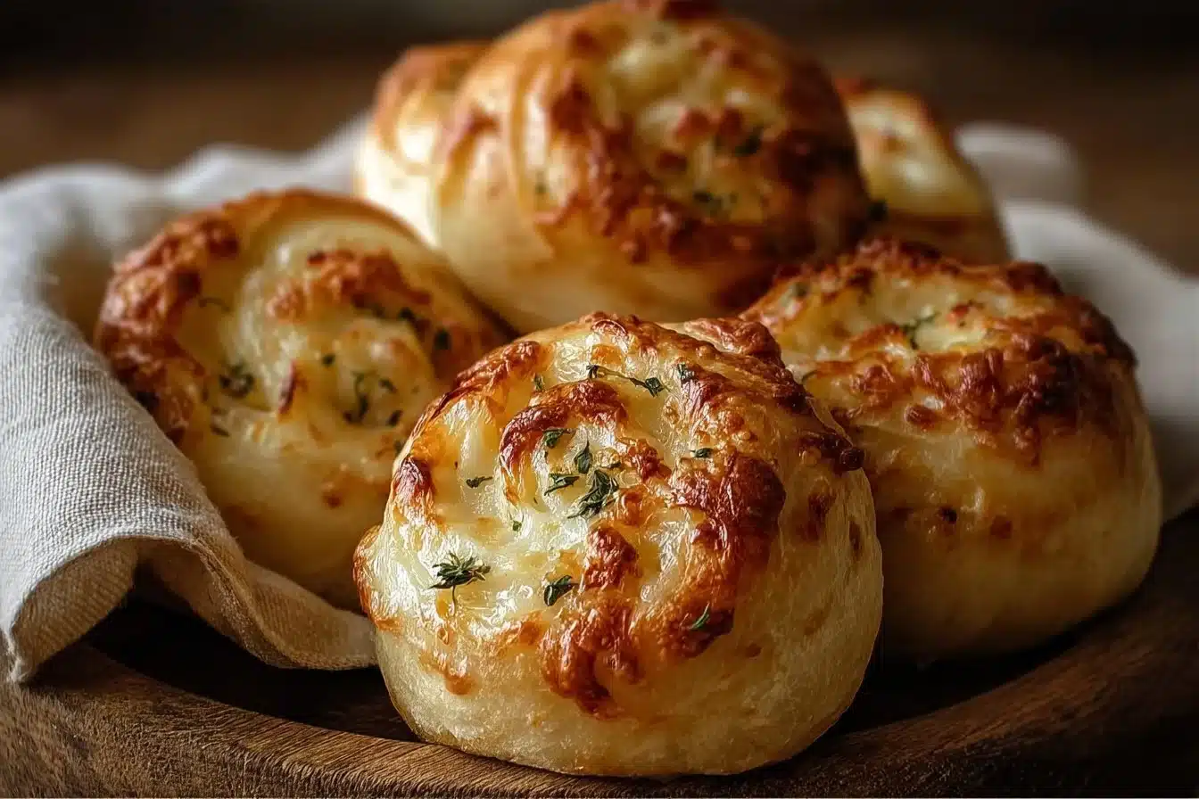 Soft Sourdough Rolls With Cheese 3 Freshly baked soft sourdough rolls with melted cheese on top