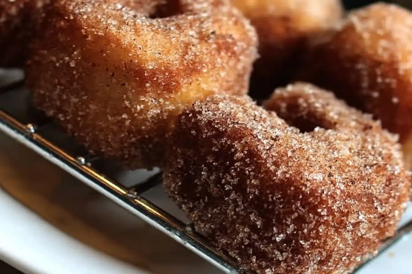 Delicious cinnamon sugar churro bites made from sourdough discard