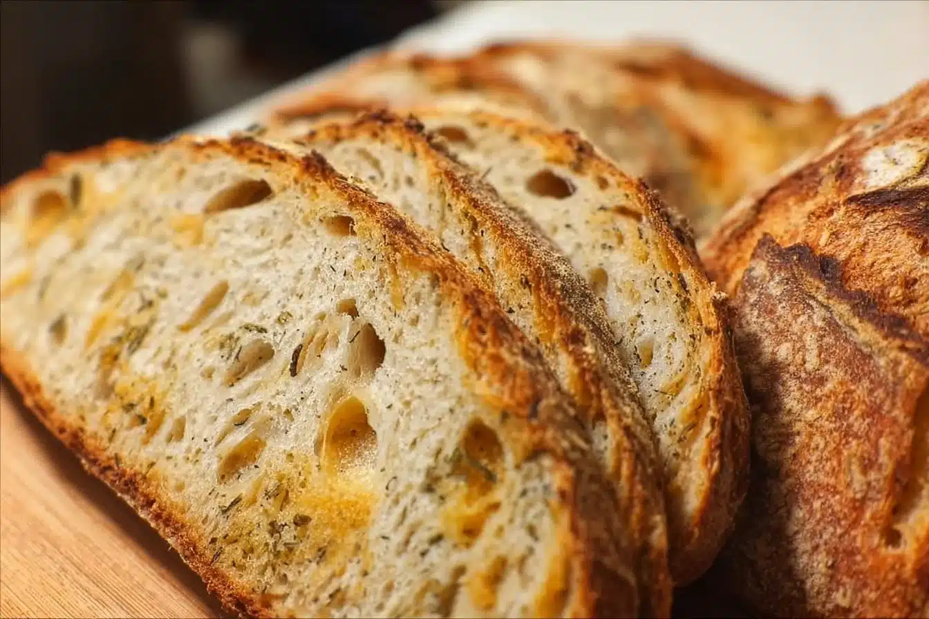 Delicious sourdough bread loaf on a Thanksgiving table