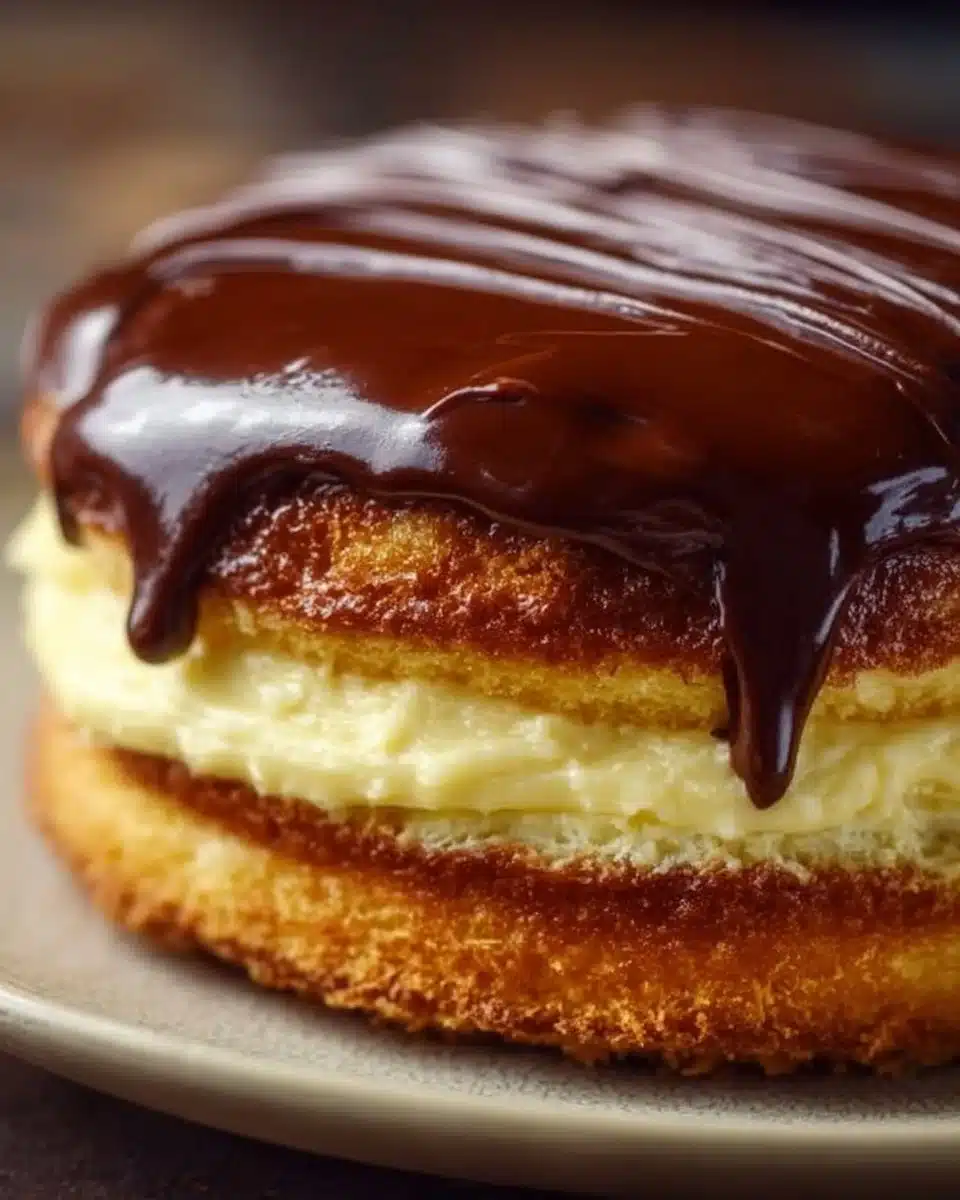 Boston Cream Pie 3 Delicious Boston Cream Pie with chocolate glaze and custard filling