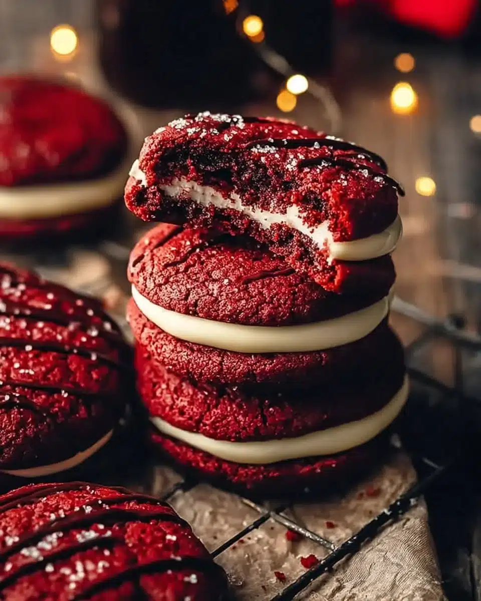 Chocolate Filled Red Velvet Cookies 4 Chocolate Filled Red Velvet Cookies