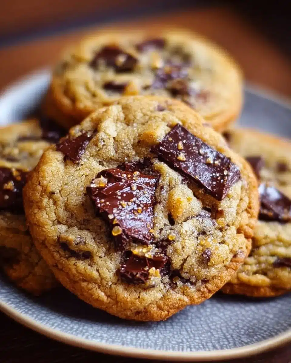 Delicious Easy Millionaire Toffee Chocolate Chunk Cookies served on a plate