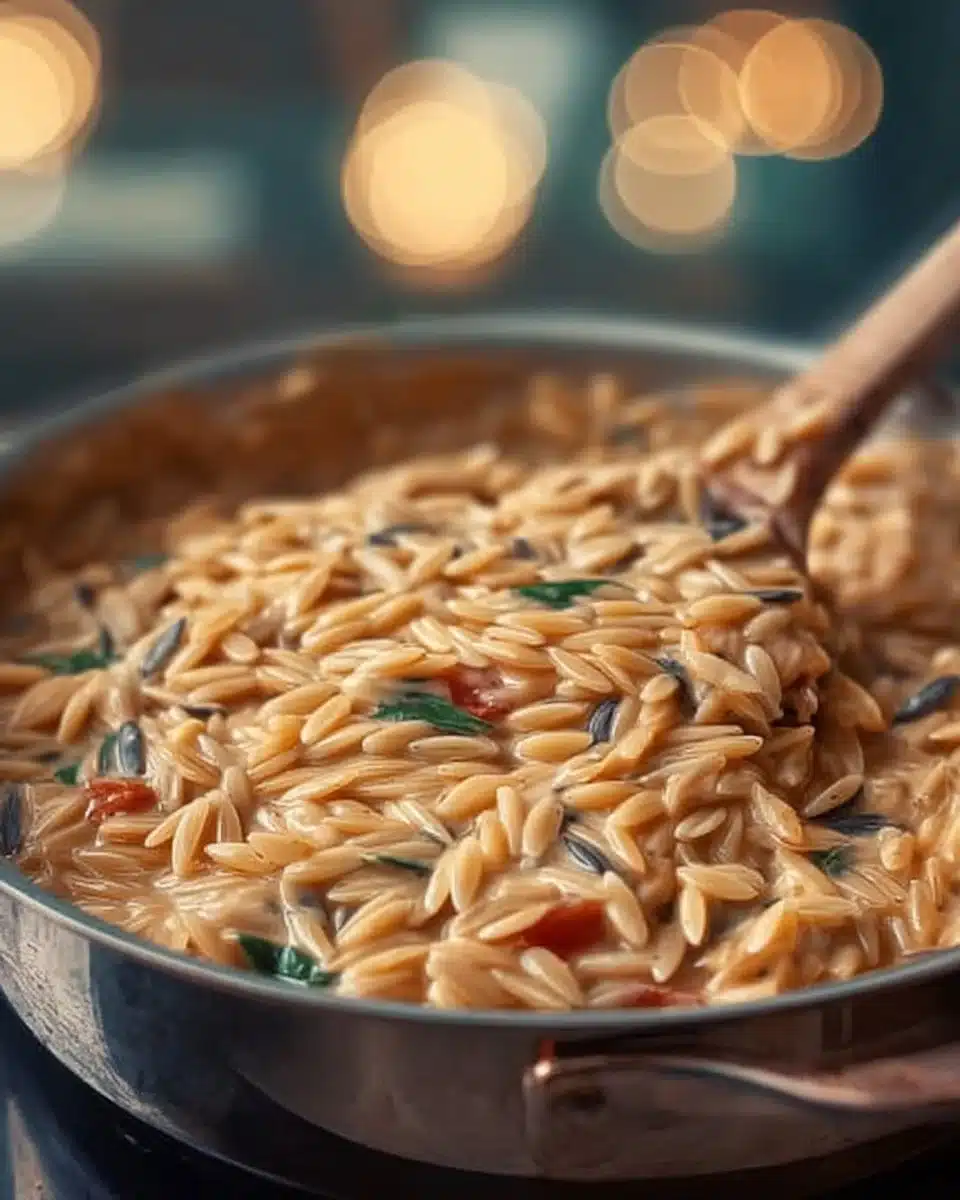 Marry Me Orzo 3 Delicious Marry Me Orzo dish featuring tender orzo pasta and vibrant ingredients.