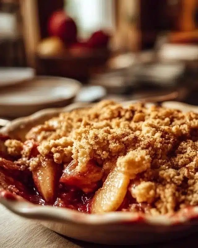 Delicious homemade Apple Crisp topped with golden oat crumble