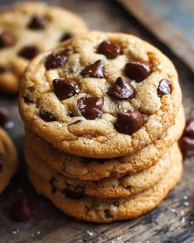 Batch of freshly baked easy chocolate chip cookies on a baking tray.