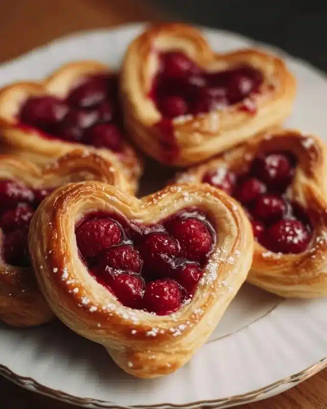 Raspberry Heart Danishes 4 Raspberry Heart Danishes