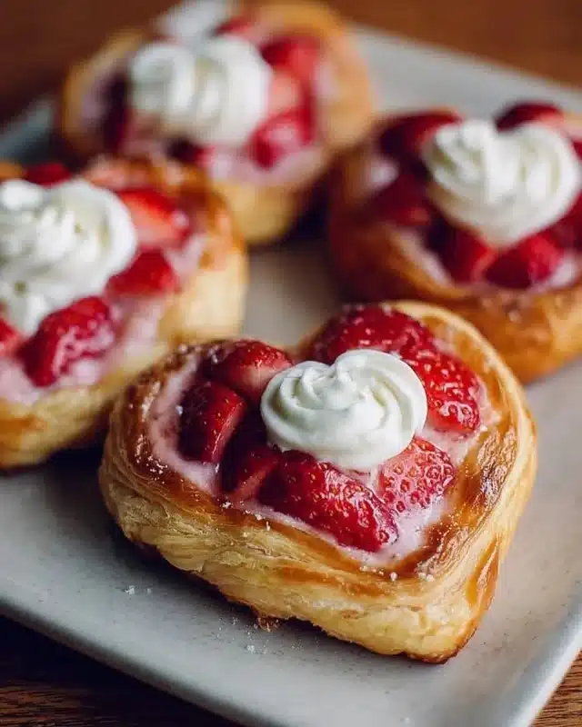 Strawberry Cream Cheese Heart Danishes 4 Strawberry Cream Cheese Heart Danishes