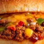 Delicious Cheesy Philly Sloppy Joes served with melted cheese