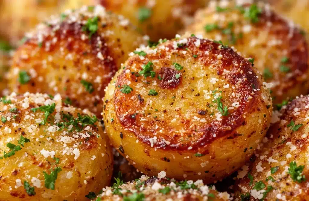 Creamy Crockpot Parmesan Potatoes served in a bowl