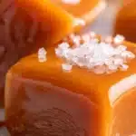 Delicious homemade vanilla cream caramels displayed in a gift box