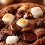Freshly baked hot chocolate cookies with melted chocolate chunks
