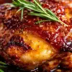 Delicious hot honey chicken thighs served on a plate.