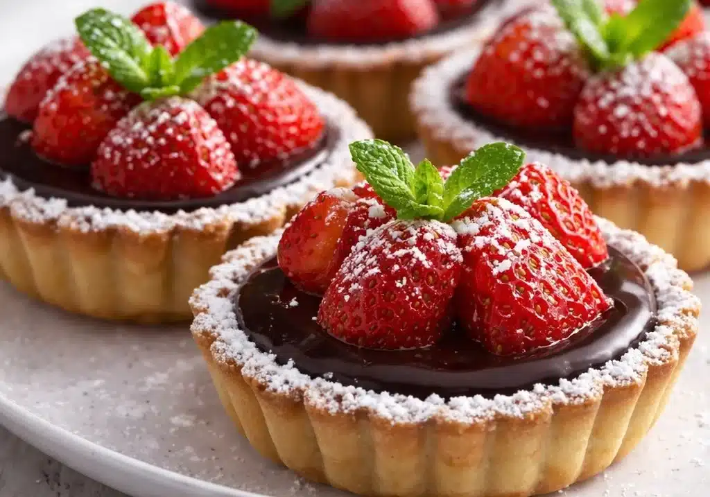 Mini Strawberry Chocolate Tartlets